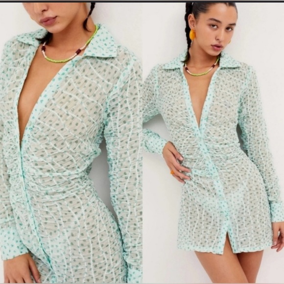 For Love & Lemons Mint Green Sheer Dress - Picture 2 of 10